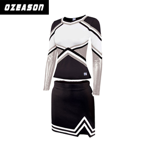 Divise da <span class=keywords><strong>Cheerleading</strong></span> per ragazze taglie forti uniformi blu Spandex a manica lunga all'ingrosso personalizzate - Product Image 3