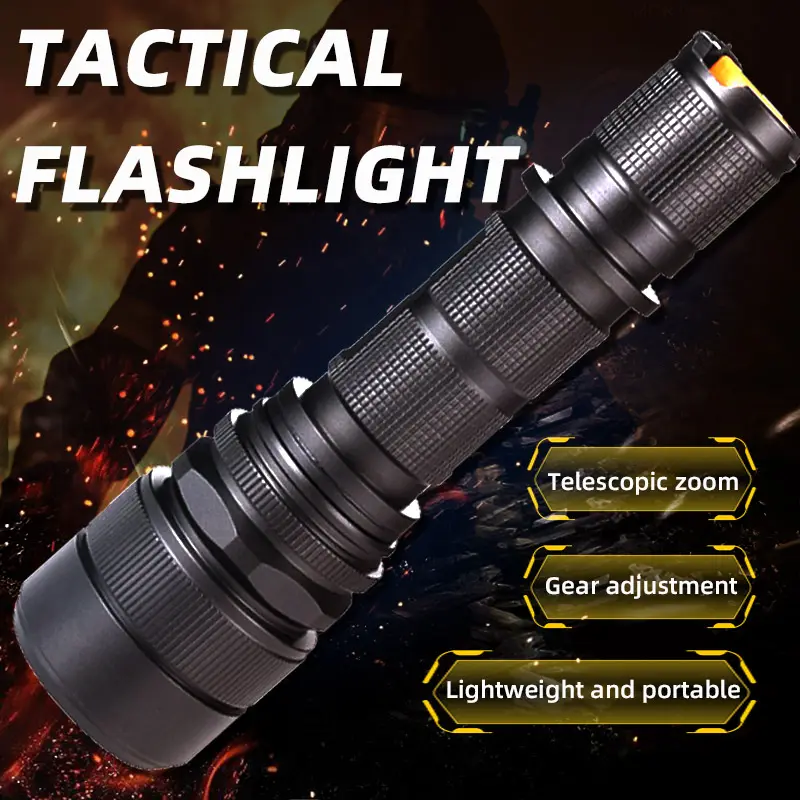 Torce luminose Torcia tattica LED ricaricabile caccia Lampe Torche batteria impermeabile Torcia luce Zoomable campeggio all'aperto