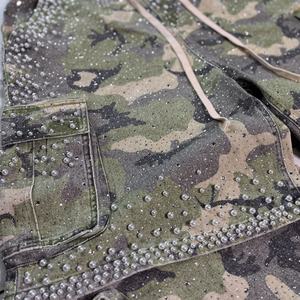 Streetwear Custom Pearl Will Cotton <b>Camo</b> Graphic DTG Printing Baggy Oversized Drawstring Rhinestone <b>Camo</b> <b>Cargo</b> <b>Shorts</b> for Men - Product Image 3