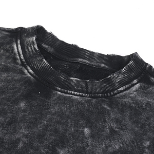 Sudadera con cuello redondo y logotipo personalizado, 360 GSM, 100% algodón, lavado ácido, forro de rizo negro con efecto copo de nieve, larga y extragrande, para otoño - Product Image 2