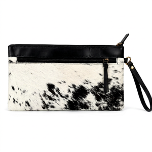 Bolso de Mano Tipo Clutch de Cuero Auténtico con Pelo de Vaca, Estilo Occidental - Product Image 2