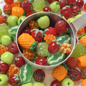 Colorful Glass Fruit Pendant Beads DIY Creative Glass Beads Pendant Jewelry Accessories Decoration Lampwork Fruit Beads
