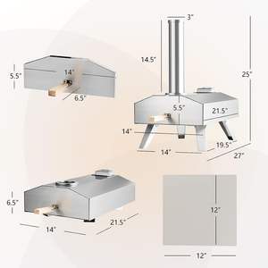 13 pollici portatile da tavolo in acciaio inox forno per Pizza da campeggio all'aperto a legna griglia per Pizza fatta con acciaio inossidabile - Product Image 5