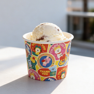 Custom Logo Eco Friendly 2oz 3oz 4oz 5oz Biodegradable Dessert <b>Container</b> Kraft Paper Ice Cream <b>Takeaway</b> Cups - Product Image 1