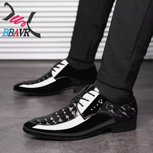 Zapatos de Vestir Formales para Hombre, Estilo Verano, con Cordones, Talla Grande, Combinables con Todo, Transpirables, de PU, con Punta en Pico y Patrón Geométrico - Product Image 3