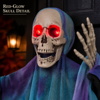 Décoration d'Halloween squelette fantôme suspendu SIPKLR 47'' avec yeux LED pour fête, jardin, cour, extérieur, effrayant
