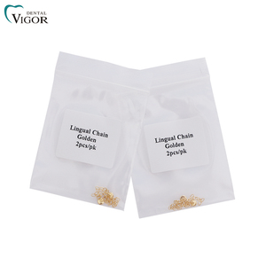Ortodontik diş Lingual zincir altın kaplama çekiş zinciri yuvarlak taban düğmesi 2 adet/torba - Product Image 2