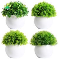 Mini plantes artificielles pour étagère, pièces, fausses plantes, Pot en plastique blanc pour décoration de salle de bain, maison