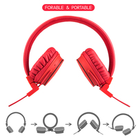 Headphone Stereo Berkabel yang Dapat Disesuaikan dengan Mikrofon, Earphone Musik & Headphone Berkabel dengan Headband yang Dapat Disesuaikan