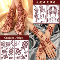 Autocollant de tatouage temporaire au henné pour doigts et mains, style Mehndi indien, OEM ODM, sûr pour la peau, pour commande en gros