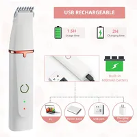 Tondeuse 4-en-1 pour chiens, kit de toilettage pour animaux de compagnie, faible bruit, nettoyeur de pattes, tondeuse pour pattes, yeux, oreilles, visage, nettoyage des poils d'animaux