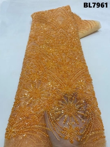 <span class=keywords><strong>Abito</strong></span> in Pizzo Francese di Lusso di Alta Qualità per Matrimoni Splendido Tessuto in Rete con Paillettes Nere Ricamate e Perline per Spose - Product Image 5