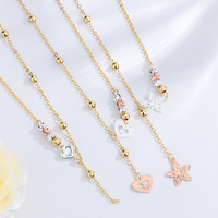 Collier tendance en chaîne à maillons perlés plaqué or 18 carats avec pendentif cœur pour femme, idéal pour un cadeau