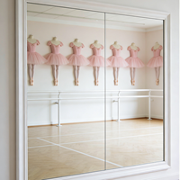 Grand miroir de studio de danse sans cadre HD mural en verre trempé de 5 mm avec support de sécurité personnalisable pour salon, escalier, solaire