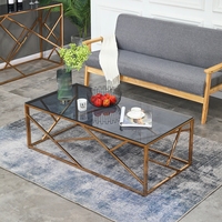 Ensemble table basse et support de télévision, petit miroir géométrique chinois, en métal doré, à 1 bout, table basse, salon, hôtel, nouveau