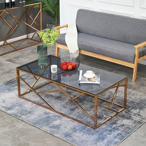 Living Room Hotel Chinese Geometric Small Tall Mirror Metal Gold Glass 1 End Coffee <strong>Side</strong> <strong>Sofa</strong> <strong>Table</strong> and TV Stand Set - Product Image 5