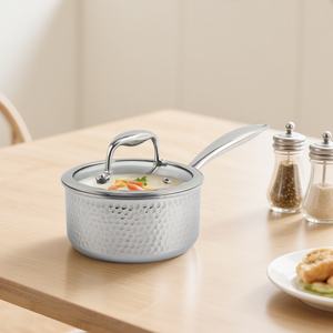 Sartén de acero inoxidable revestido de tres capas de inducción resistente con tapa de vidrio - Product Image 2