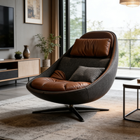 Fauteuil de salon moderne pivotant avec dossier haut et coussin lombaire, canapé cocon rembourré design pour chambre et balcon