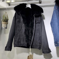 Manteau d'hiver doublé de fourrure, veste en jean pour femmes, hiver épais et chaud, ample, fermeture éclair au dos, veste en jean pour femmes, vêtements d'extérieur