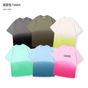 Gradient Color T-Shirt 250g Heavyweight Loose Fit Round Neck Unisex Pure Cotton Customizable Promotional Shirt - Product Image 1