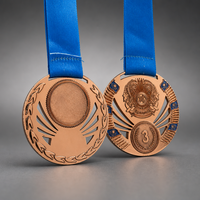 Médaille sportive personnalisée plaquée or avec emblème du Kazakhstan - Édition 1ère place - Fabricant Noble