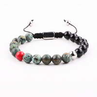Bracelet en macramé en acier inoxydable fait à la main avec des perles en pierre naturelle au design classique pour hommes et femmes JBS12375