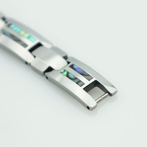 Men's Tungsten Steel Bracelet Inlaid With Seashell Geometric Design Gift Jewelry - Product Image 4