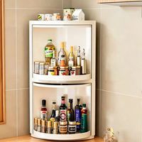 Étagère à épices rotative à 360°, organisateur mural d'angle, boîte de rangement anti-poussière, plateau tournant pour bouteilles d'épices sur comptoir de cuisine