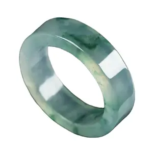 Bersertifikat kelas A Jade 3Mm batang kecil Myanmar Jadeite kering hijau kaisar lima cincin hijau pria dan wanita hijau giok tarik cincin jari