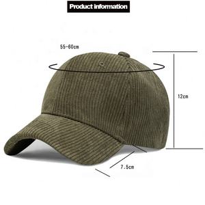 Venta al por mayor regalo promocional de alta calidad Vintage 6 paneles de pana papá sombrero logotipo personalizado gorra de béisbol para hombres mujeres para seguro - Product Image 5