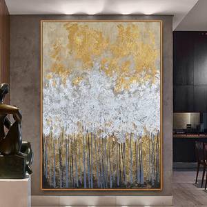 Fábrica al por mayor <span class=keywords><strong>cuadro</strong></span> <span class=keywords><strong>abstracto</strong></span> grande sobre lienzo <span class=keywords><strong>gris</strong></span> oro blanco marco moderno Arte <span class=keywords><strong>Abstracto</strong></span> decoración del hogar pintura al óleo de pared - Product Image 6
