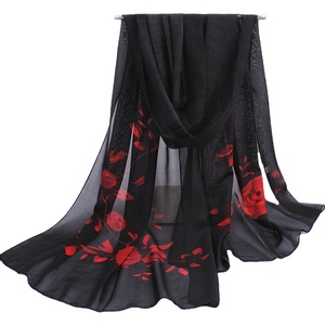 Khăn Choàng Voan Nữ In Hoa Hồng Mỏng Phong Cách Thời Trang Mùa Hè - Product Image 1