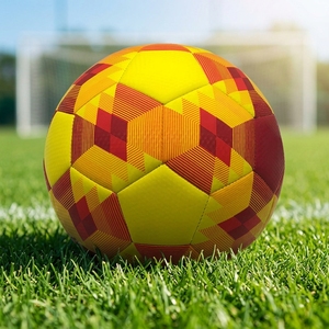 <b>Red</b> Yellow Geometric Soccer Ball Durable Training Match <b>Football</b> for Youth Indoor Outdoor - Product Image 4