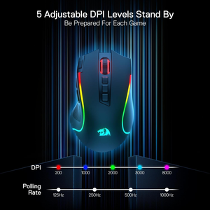 <span class=keywords><strong>Redragon</strong></span> M612 PRO Tri-Mode RGB Gaming Mouse 8000 DPI Ratón óptico 9 Botones programables 7 Ratón inalámbrico retroiluminado para juegos - Product Image 5