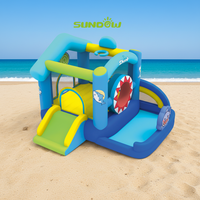Château gonflable extérieur Sundow, nouveau design, château gonflable en forme de requin avec toboggan pour enfants