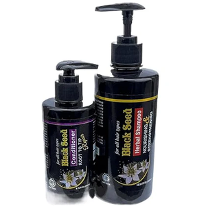 Le shampooing et revitalisant infusé à l'huile de graines noires apaise le cuir chevelu, stimule la brillance, favorise la croissance des cheveux - Product Image 1