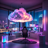 Lampe d'ambiance 3D faite à la main avec contrôle par application BGST, lumières RGB en forme de nuage de tonnerre pour la chambre, salle de jeux électroniques