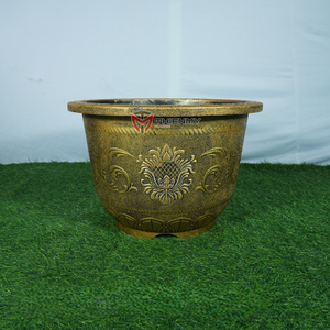 Pot rond en cuivre et plastique de haute qualité, léger, durable, design moderne, grand pot en plastique pour plantes d'intérieur - Product Image 1