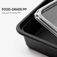 Boîte alimentaire à emporter en PP de qualité alimentaire, personnalisée en usine, à 6 compartiments, avec couvercles supérieur et inférieur