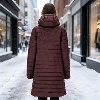 Veste longue matelassée isolante pour femme, respirante, coupe-vent, à capuche zippée, idéale pour le printemps et l'hiver