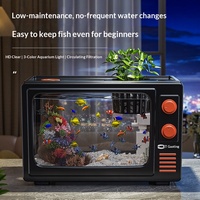 Aquarium 2026 en matériau de qualité avec filtre 3-en-1 et éclairage LED - 2 tailles, 2 couleurs - Kits Luxe et Basique pour Salon et Bureau