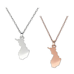 Collar con Colgante de Esmalte con la Bandera de Finlandia y <span class=keywords><strong>Mapa</strong></span> del País, Chapado en Oro y Plata, Joyería de Orgullo Nacional Nórdico - Product Image 3