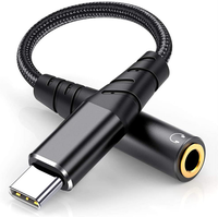 Kabel Audio Headphone Nylon Braid Berkualitas Tinggi, Adaptor AUX USB C Jack, Kabel Earphone Tipe C ke Jack Aux 3.5mm Female