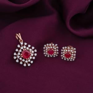 High Quality VVS1 Moissanite Diamond Pendant Necklace Set with Square Cut <b>Red</b> Stone Hypoallergenic for Women Wedding & Party Use - Product Image 4