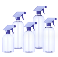 PET réutilisable pour flacon pulvérisateur à gâchette ronde transparente avec pompe pulvérisateur 250ML 350ml 500ml 1000ml Capacités pour savon liquide toilette