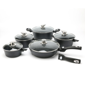 Juego de utensilios de cocina con revestimiento de mármol, mangos desmontables, Base de inducción, antiadherente, 12 Uds. - Product Image 1