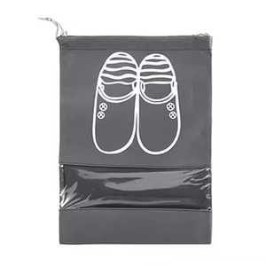 Custom Fashionable Reusable Travel Shoes Storage Drawstring Dust <b>Bag</b> with <b>Clear</b> Window Portable Non-Woven <b>Bag</b> - Product Image 1