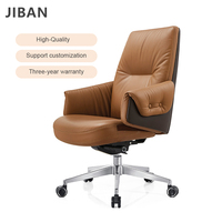 Chaise de bureau exécutive moderne en cuir, hauteur réglable, base pivotante, fonction d'inclinaison, coussin en mousse, utilisation en atelier/bureau