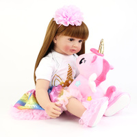 Poupée princesse 60cm pour bébé et petite fille, très réaliste, jouet en vinyle, grande taille, avec tissu licorne, corps, réaliste, cadeau d'anniversaire, pour enfant