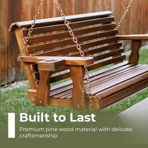 Banc de balançoire de porche en bois massif personnalisé avec porte-gobelets, <span class=keywords><strong>chaise</strong></span> <span class=keywords><strong>suspendue</strong></span> d'extérieur résistante aux intempéries <span class=keywords><strong>pour</strong></span> jardin, patio, terrasse, cour - Product Image 3